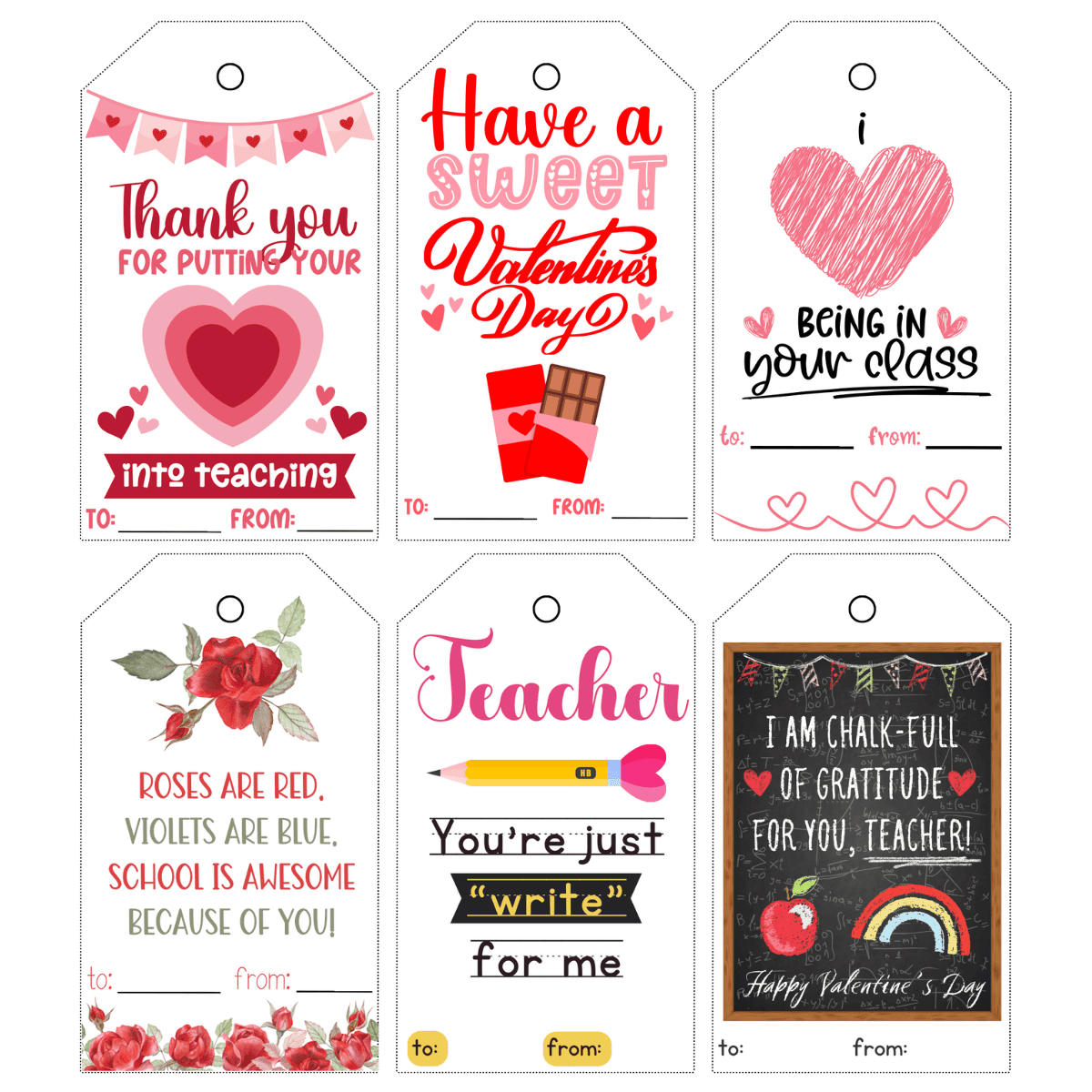 free printable teacher valentine tags - prudent penny pincher